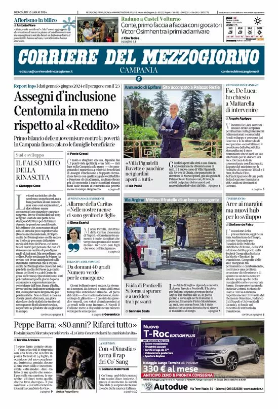 Prima-pagina-corriere del mezzogiorno-del-2024-07-10